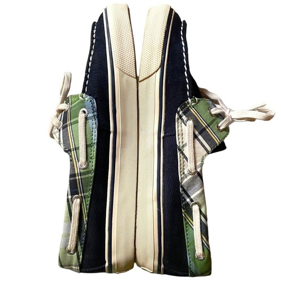 Sperry Top Sider Navy Blue Corduroy Plaid Lace Up Boat Shoes Size 7.5 - Picture 4 of 7